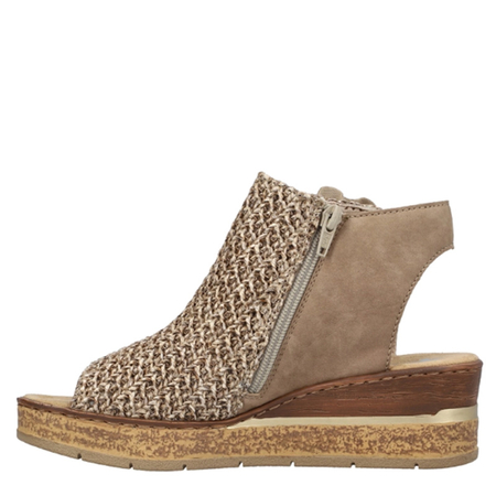 Rieker 63791-60 Wedge Sandals Openwork Flower Beige 63791-60