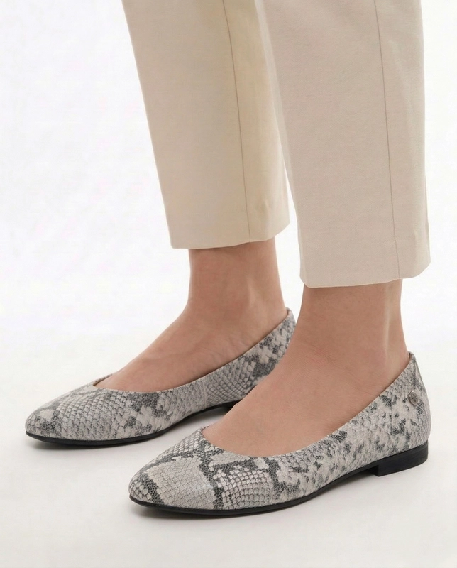 Maciejka Leather Snake Print Ballerinas Grey 4100W-09/00-8