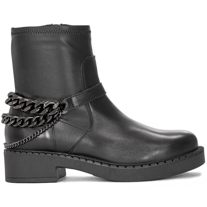 Botki damskie Venezia Forme 14124L Nappa Nero skórzane Czarne