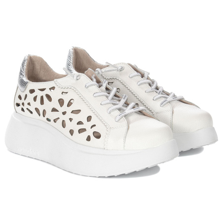 Wonders Women's Platform Half Shoes White