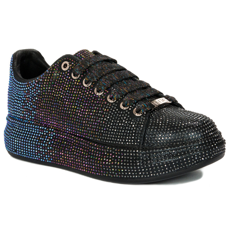 GOE Sneakersy półbuty damskie cyrkonie Black Czarne
