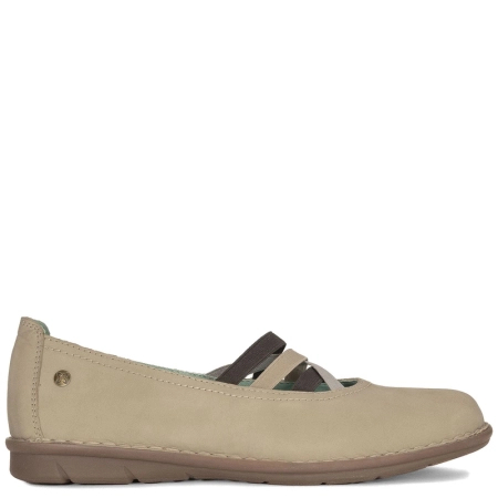 Maciejka Leather Flat Shoes With Elastic Straps Beige P6815-10/00-1