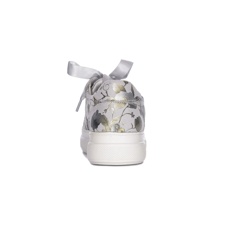 Maciejka Leather Floral Platform Sneakers in Ash Grey N6482-38/00-1