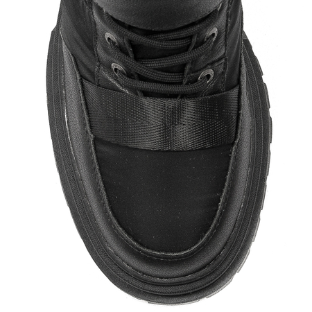 GOE Women's platform leather black boots