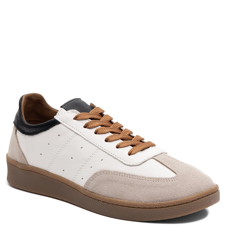 Boccato Leather Lace-Up Sneakers Classic Beige-White 500-1856-201-44-2