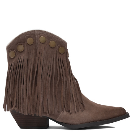 Artiker Fringe Cowboy Ankle Boots Pointed-Toe Brown 57C01136