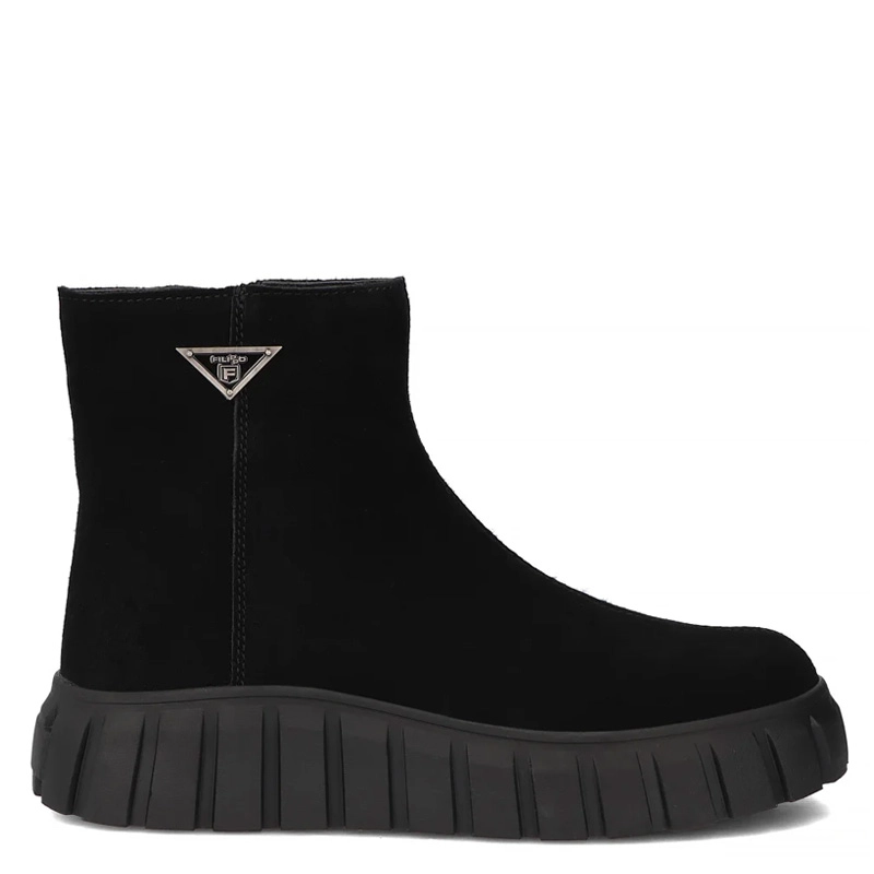 Filippo Women's Suede Platform Ankle Boots Side-Zip Black DBT6301-25-BK