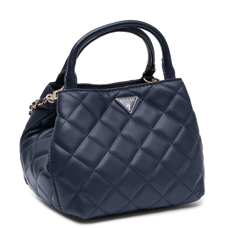 Guess Elegancka Pikowana Torebka Kuferek Wizytowa Granatowa HWQG2456710-MIDNIGHT