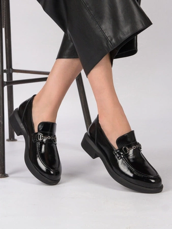 Venezia Mokasyny Damskie Skórzane Czarne