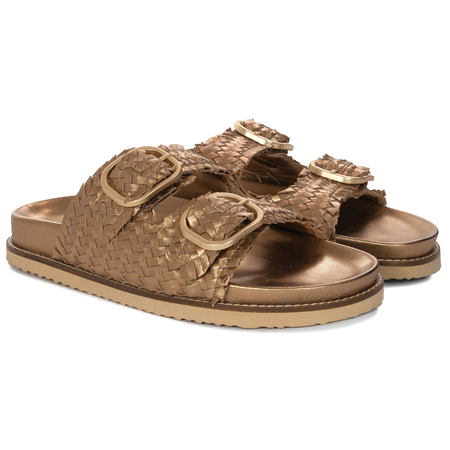 Inuovo Women's Leather Flip-Flops Gold
