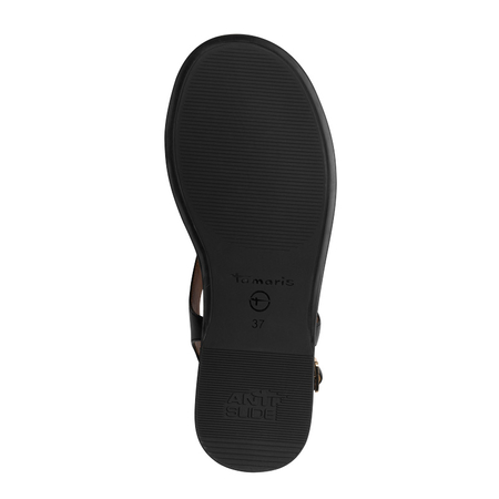 Tamaris Leather Minimalist Sandals with Metal Detail Black 1-28142-46003-BLK
