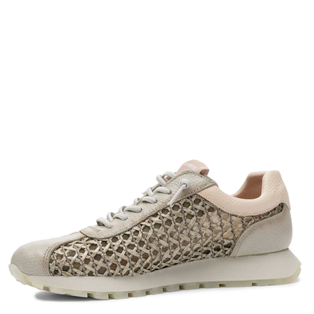 Hispanitas Skórzane Sneakersy Damskie Ażurowe Na Lekkiej Podeszwie Beżowo-Zielone RHV264741-ALGA