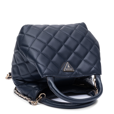 Guess Elegancka Pikowana Torebka Kuferek Wizytowa Granatowa HWQG2456710-MIDNIGHT