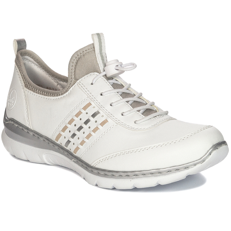 Rieker Sneakersy Antistress Damskie Lekka Podeszwa 4 cm Białe L3259-80