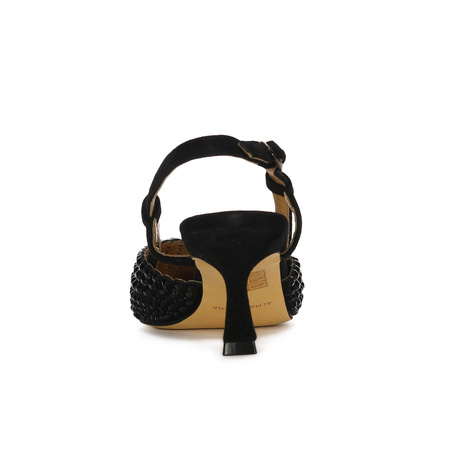 Alma En Pena wieczorowe sandały slingback szpiczaste na szpilce V250662-SUEDE-BLA