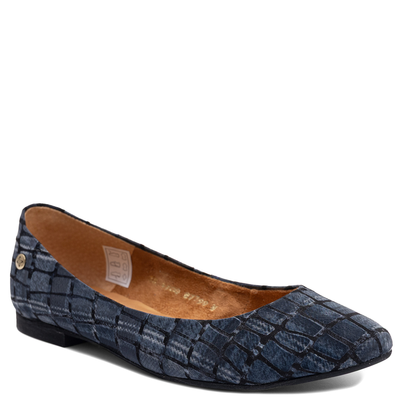 Maciejka Leather Ballet Flats Crocodile Texture Navy Blue 4100W-19/00-8