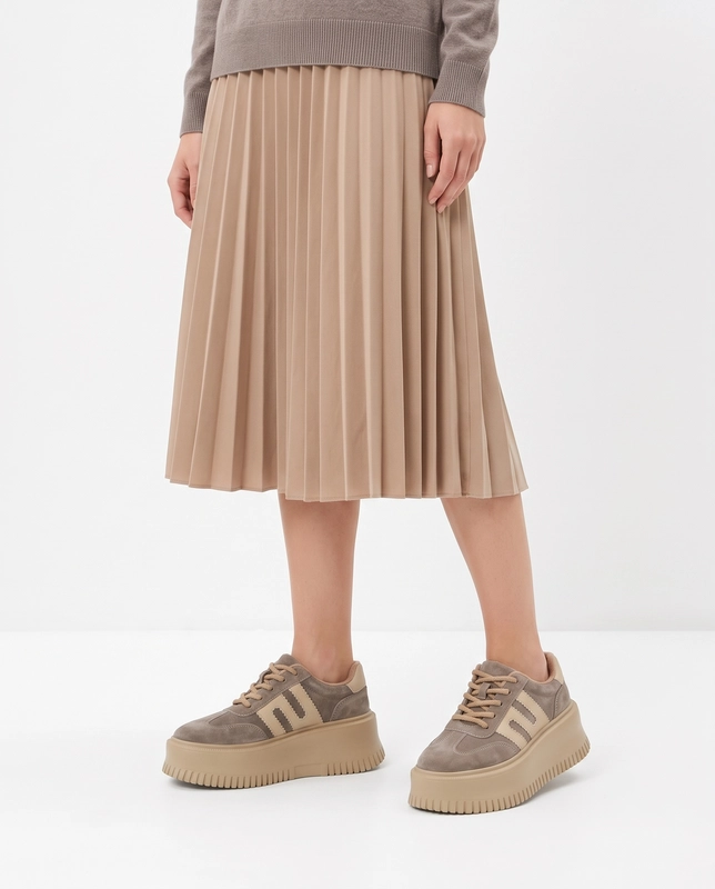 Filippo Leather Women’s Platform Sneakers Beige DP7111-26-TP