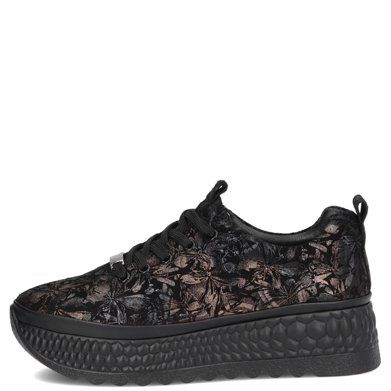 Filippo Skórzane Wzorzyste Sneakersy Na Platformie Czarne DP7284-26-BK-FL