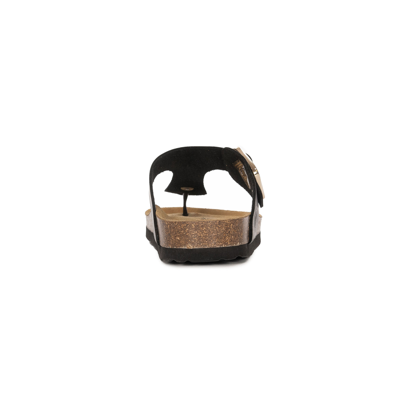 Dr. Brinkmann Leather Thong Adjustable Buckle Slides Comfort Black 700681-01