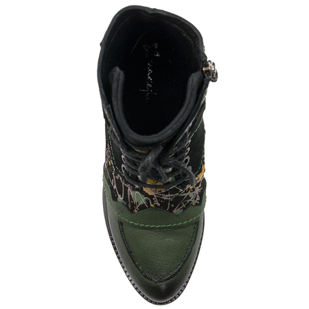 Maciejka Women's High Heel Ankle Boots, Natural Leather, Green - Black 06160-01/00-7