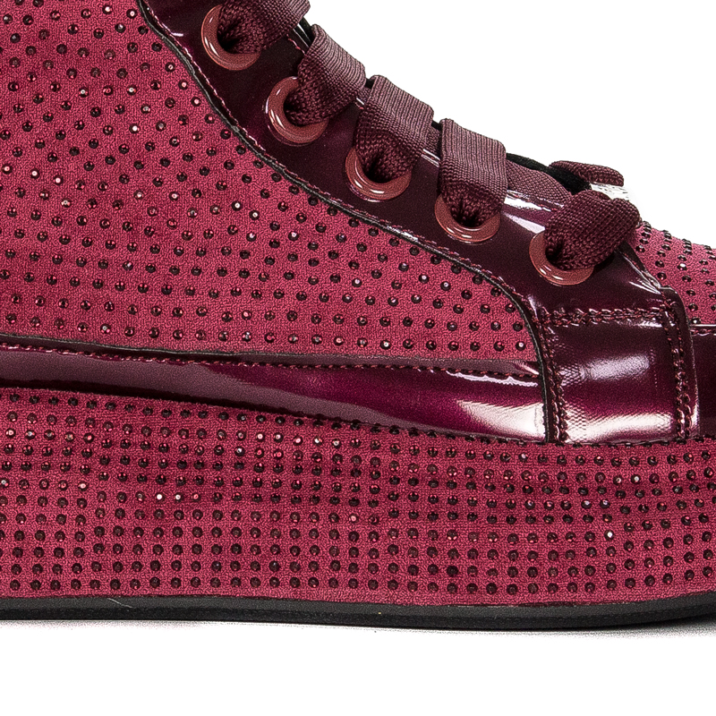 GOE Women's warm leather Glossy burgundy boots