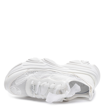 Buffalo Corin Platform Sneakers Lace Sequins White 1636728-WHT