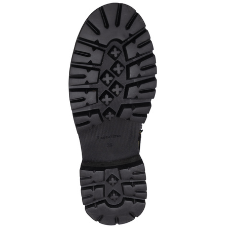 Laura Vita Leather Lace-Up Women’s Ankle Boots Trzewiki Artistic Print Black Multicolor KOULEO-047-NOIR