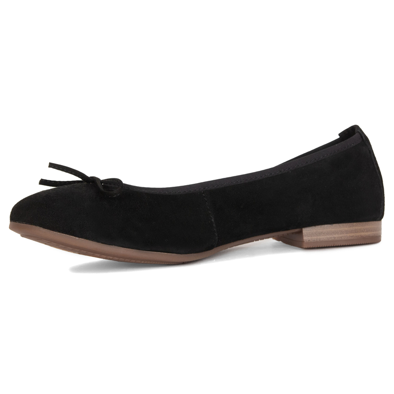 Maciejka Leather Classic Ballet Flats With Bow Black P6800-20/00-0