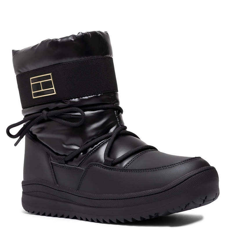 Tommy Hilfiger Zimowe Pikowane Śniegowce Z Zamkiem Czarny T3A5-34052-BLACK
