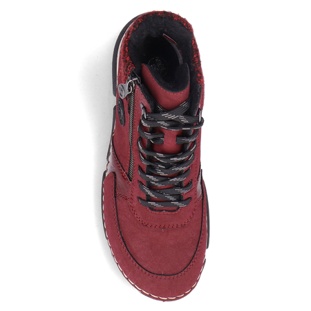 Rieker Women's Lace-Up Platform Ankle Boots Warm Lining Burgundy 45960-35-BORDO