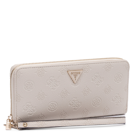 Guess Elegancki Zapinany Na Zamek Portfel Damski Z Paskiem Beżowy SWPD2222146-BEIGE