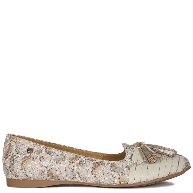 Baleriny damskie Maciejka beż + złoto