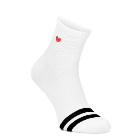 Filippo Bamboo Ankle Socks 3-Pack With Heart White-Black SD-AN09-WH-BK