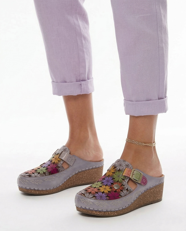 Laura Vita Facscineo 01 Leather Wedge Mules Multicolor FACSCINEO-01-GRIS
