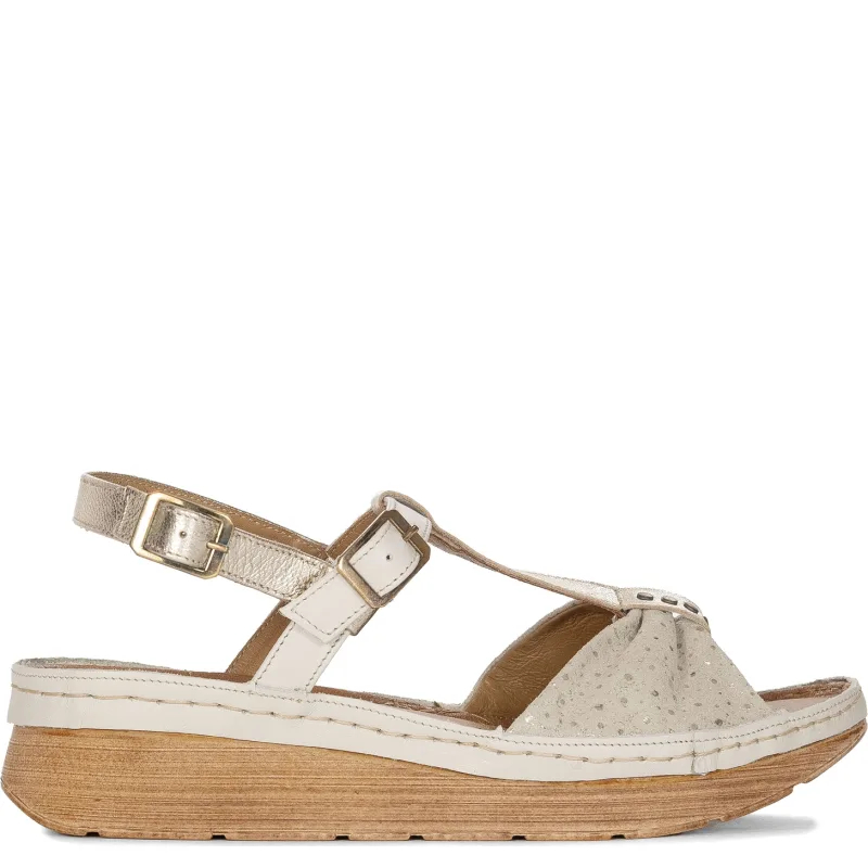 Maciejka Beige and Gold Sandals