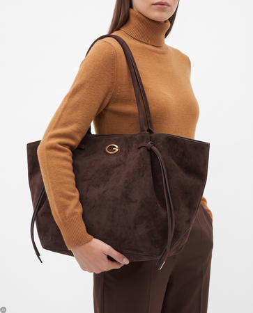 Guess Suede Shoulder Tote Bag Chocolate Brown HWSG2237230-ESPRESSO