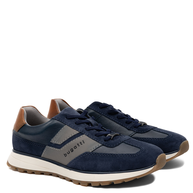 Bugatti Leather Men's Sneakers Low-top Navy Blue 331AWC011410-BLUE