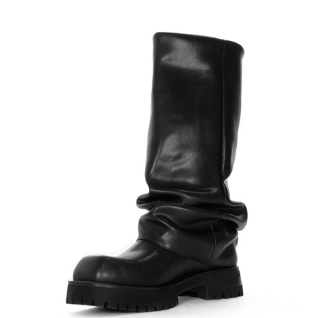 Maciejka Leather Slouchy Boots Flat Sole Black K7208-01/00-8