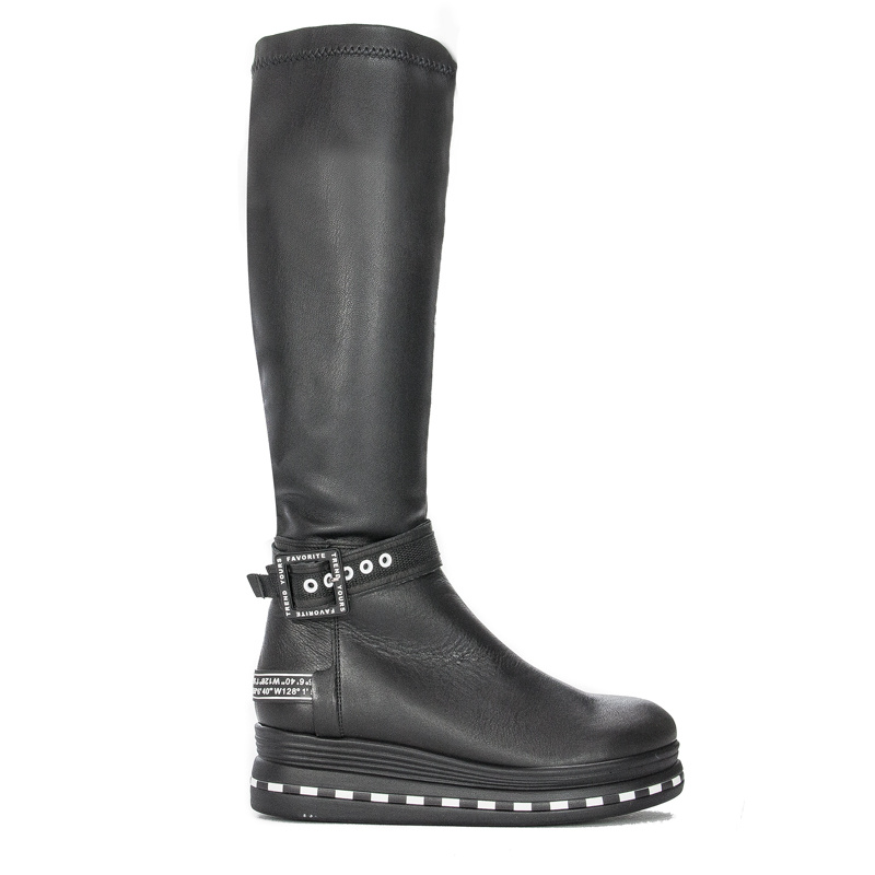 Maciejka Women's Knee-High Boots Natural Leather Black 05293-01/00-7