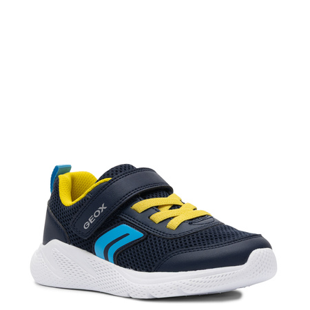 Geox boys’ breathable sneakers with hook-and-loop navy J36GBA-C0657