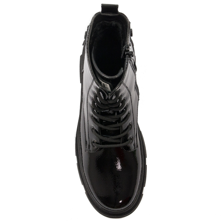 S.Barski Women's warmed lacquered Black Ankle boots
