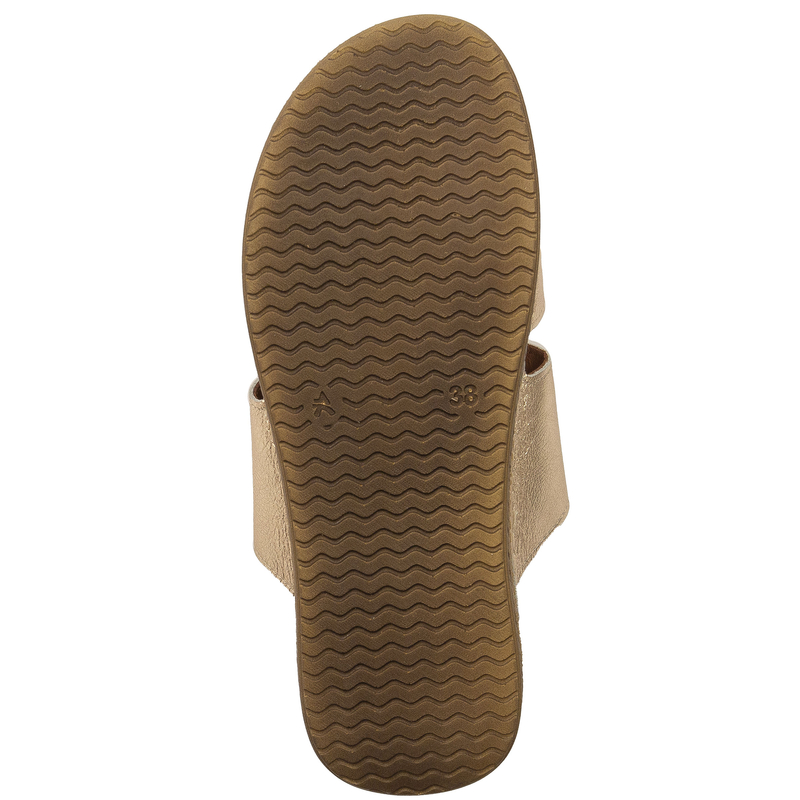 Maciejka Leather Asymmetric Wedge Mules Gold L7068-25/00-1