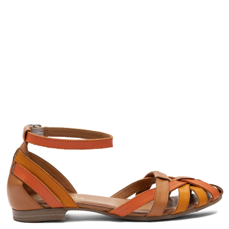 Maciejka Leather Sandals With Closed Heel on Flat Sole Orange P7539-18/00-1