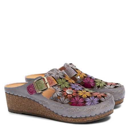 Laura Vita Facscineo 01 Leather Wedge Mules Multicolor FACSCINEO-01-GRIS