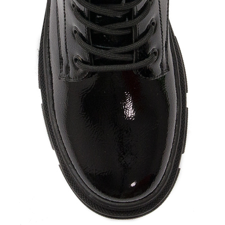 S.Barski Women's warmed lacquered Black Ankle boots