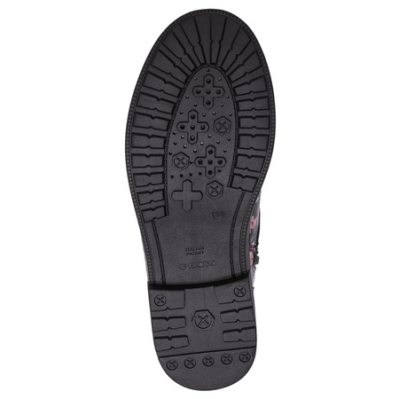 Geox Lace-Up Floral Ankle Boots With Zipper Black/Pink J049QD-00004