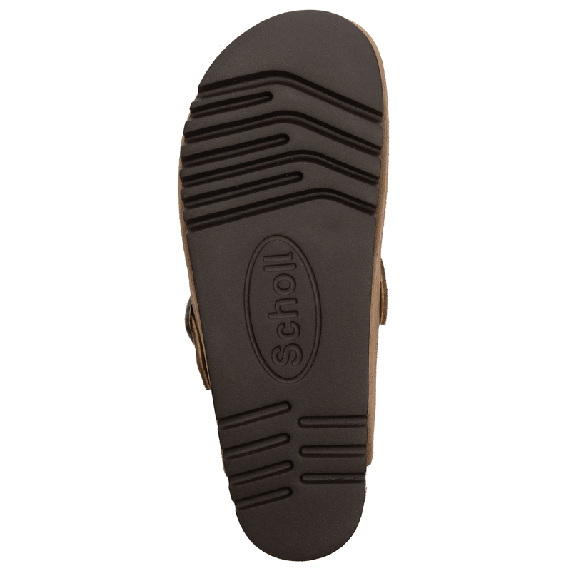 Scholl Suede Leather Closed-Toe Clogs Adjustable Buckle Brown F32198-1062