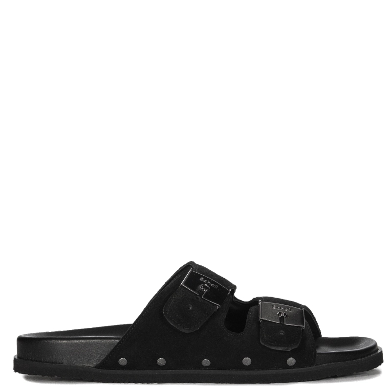 Scholl Klapki męskie skórzane Orlando Black czarne