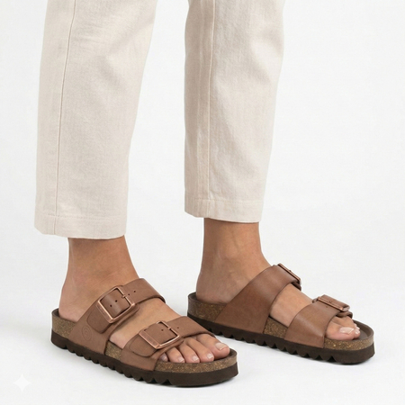Dr. Brinkmann Leather Anatomical Platform Slides Beige 700686-21