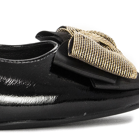 Women's shoes Sergio Leone lacquered with a bow Black PAT PU